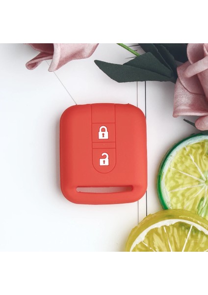 Silikon Kılıf Kırmızı Keyyou Nissan Qashqai Micra Navara Not X-Trail Almera 2 Düğmeler Anahtar Kapak Silikon Uzaktan Anahtar Kutu Kapak Koruyucu (Yurt Dışından)