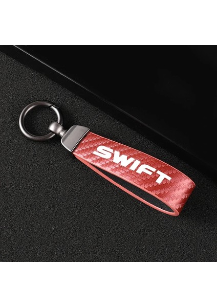 Swıft Için Kırmızı Suzuki Swıft Aksesuarları Için Yeni Moda Araba Karbon Fiber Deri Halat Anahtarlık Anahtarlık (Yurt Dışından) fiyatları