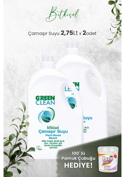 U Green Clean Green Clean Bitkisel Çamaşır Suyu 2,75 Lt x 2 Adet