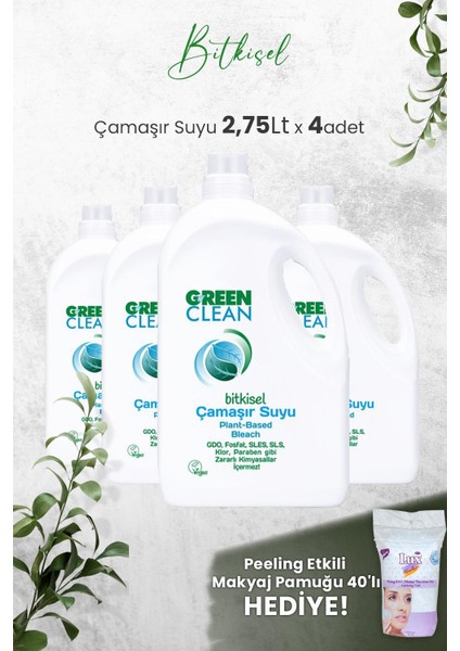 U Green Clean Green Clean Bitkisel Çamaşır Suyu 2,75 Lt x 4 Adet