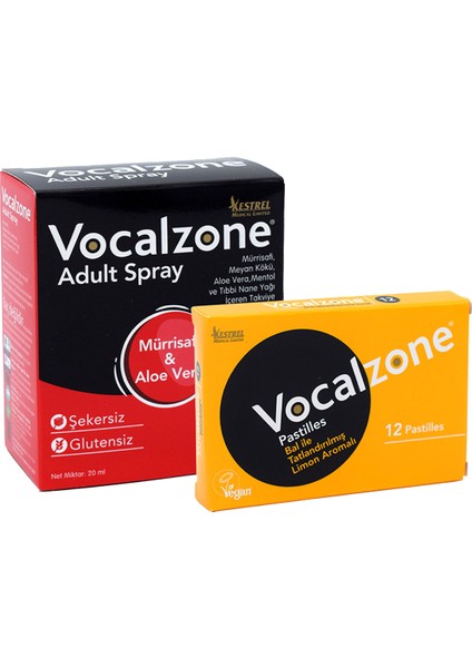 Ballı Limonlu Pastil 12'li + Vocalzone Adult (Yetişkin) Sprey 20ML