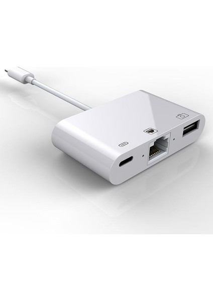 3in1 Ipad Iphone Ethernet RJ45 USB Kamera Adaptörü Iphone RJ45 Dönüştürücü Iphone USB Okuyucu