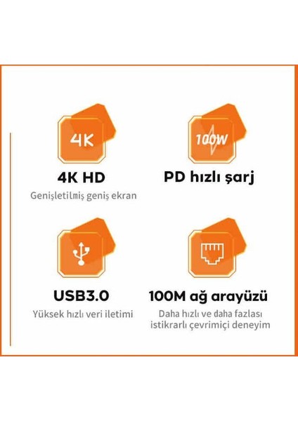 100W Pd 10IN1 Type-C Hub Type-C To RJ45 4K HDMI Sd Kart USB VGA Ethernet 3.5mm Dönüştürücü