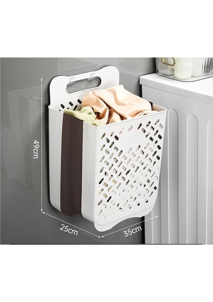 Banyo Yumruksuz Duvara Monte Katlanır Çamaşır Sepeti-Kral Boyu (Yurt Dışından)