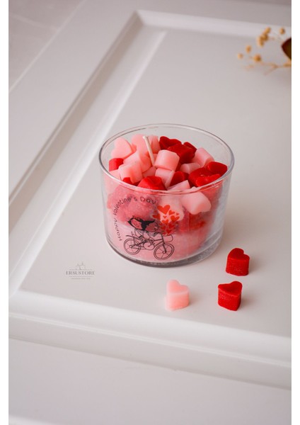 2 Adet Sevgililer Günü Özel Tasarım Kokulu Soya Wax Cam Bardak Kalp Mum Aromaterapi Hediyelik