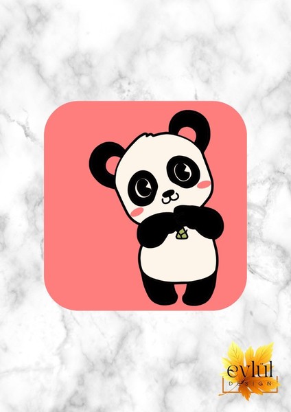 Sevimli Panda Baskılı Özel Tasarım Baskılı Mdf Kare Bardak Altlığı