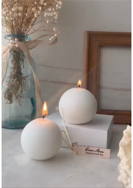 2 Adet Kokulu Yuvarlak Soya Wax Dekoratif Hediyelik Daire Mum