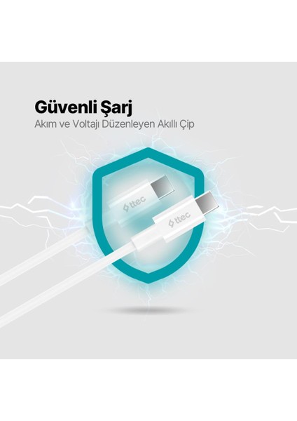 Usb-C - Usb-C 150CM 100W Pd/qc Hızlı Şarj/data Kablosu Beyaz