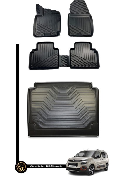 Citroen Berlingo 2018-2024 3D Havuzlu Paspas + Bagaj Havuzu Zeus Set