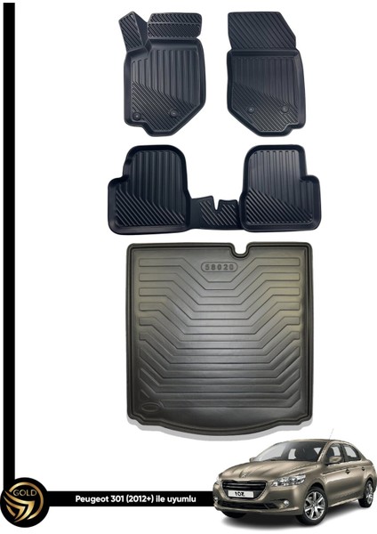 Peugeot 301 3D Havuzlu Paspas + Bagaj Havuzu Zeus Set