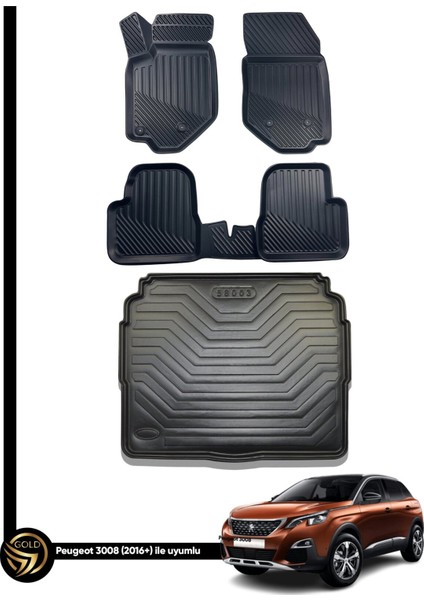 Peugeot 3008 3D Havuzlu Paspas + Bagaj Havuzu Zeus Set