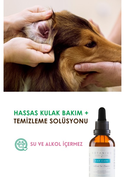 Köpekler İçin Organik İçerikli Hassas Kulak Temizleme Solüsyonu 50 ml / Koku ve Knma Önleyici