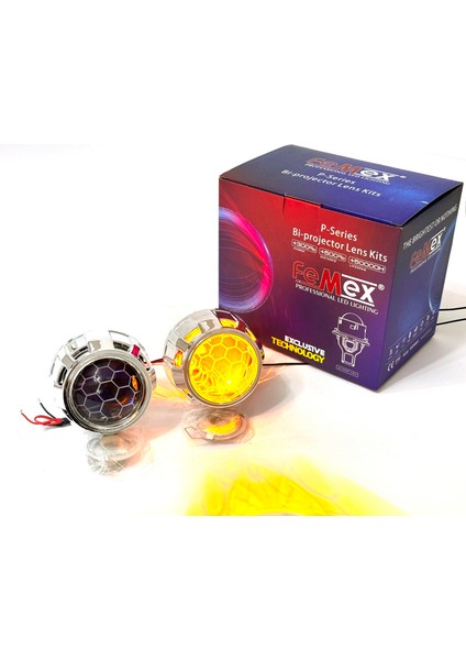 Bi-Xenon Turuncu Bal Petek Desenli Far Içi Mercek 2,5 Inc Far Merceği LED Xenon Uyumlu