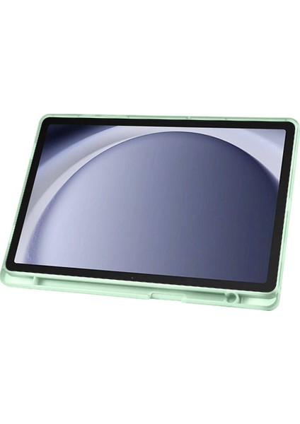 Samsung Galaxy Tab A9 Plus Kılıf Yatay ve Dikey Standlı Uyku Modlu Kalemlikli Trifold Arkası Soft Silikon Smart Tablet Kılıfı (Model SM-X210)