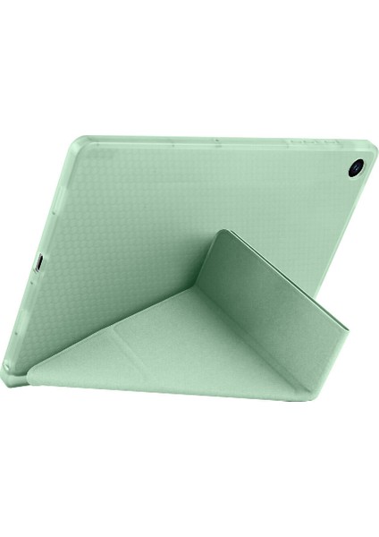 Samsung Galaxy Tab A9 Plus Kılıf Yatay ve Dikey Standlı Uyku Modlu Kalemlikli Trifold Arkası Soft Silikon Smart Tablet Kılıfı (Model SM-X210)