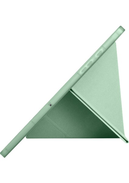Samsung Galaxy Tab A9 Plus Kılıf Yatay ve Dikey Standlı Uyku Modlu Kalemlikli Trifold Arkası Soft Silikon Smart Tablet Kılıfı (Model SM-X210)