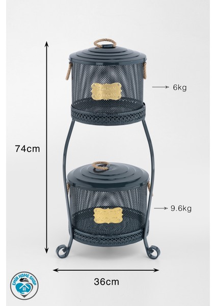 2 Katlı Metal Fileli Büyük Boy Patates Soğan Sarımsak Kovası Kabı Sebzelik Patateslik Soğanlık Antrasit modelleri