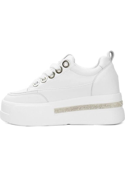 24Y492 Gizli Dolgu Taşlı Kadın Sneaker Ayakkabı