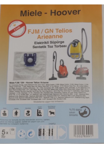 Miele Hoover Sentetik (3 Paket 15 Adet )