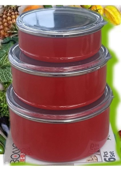 Saklama Kabı 3 Lü Set Yeşil ve Kiremit Rengi