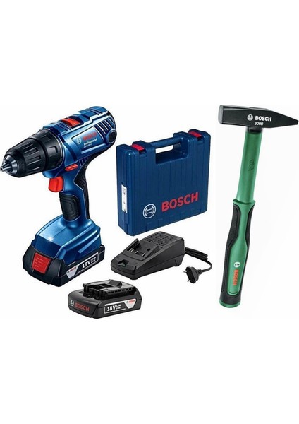 Gsb 180'LI Darbeli Çift Akülü Şarjlı Matkap Vidalama ve Bosch 300 G Çekiç