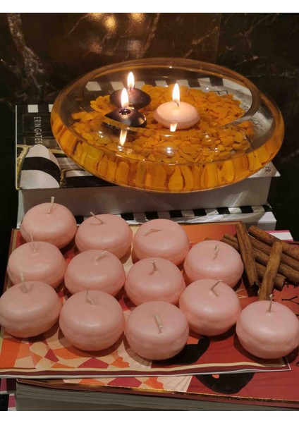 Iv Candles Sweet&home 12'li Pudra Pembe Macoron Suda Yüzen Mum