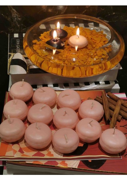Iv Candles Sweet&home 12'li Pudra Pembe Macoron Suda Yüzen Mum