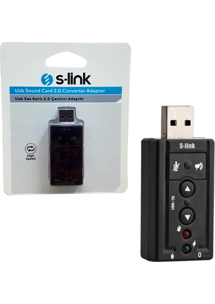 S-Link USB Ses Kartı 2.0 Çevirici Adaptör USB Girişini Jack Kulaklık Mikrofon Girişine Dönüştürücü Çevirici