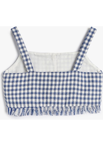 Crop Bluz Askılı Tüvit Çiçek Düğme Detaylı fiyatları