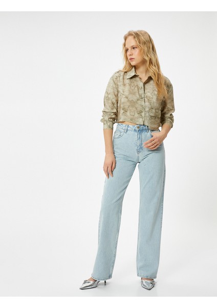 Crop Gömlek Kargo Cepli Uzun Kollu Viskon fiyatları