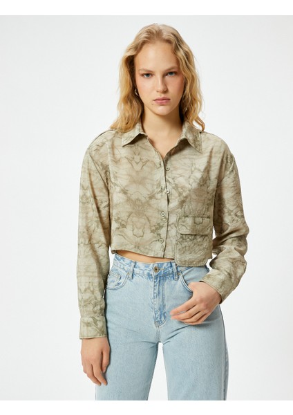 Crop Gömlek Kargo Cepli Uzun Kollu Viskon modelleri