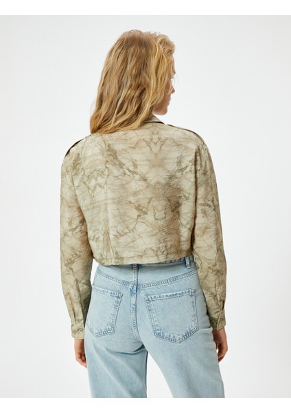 Crop Gömlek Kargo Cepli Uzun Kollu Viskon fırsatları