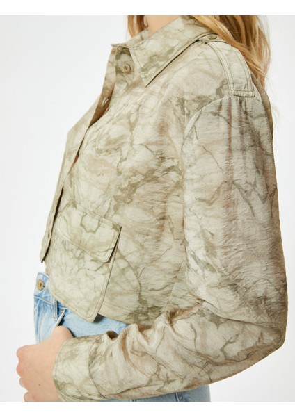 Crop Gömlek Kargo Cepli Uzun Kollu Viskon indirimleri