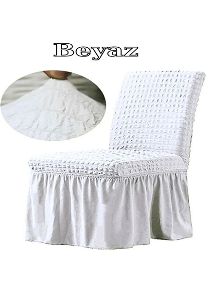 Bürümcük Kumaş, Esnek Sandalye Kılıfı. 6 Adet Lastikli, Yıkanabilir, Standart Sandalye Örtüsü