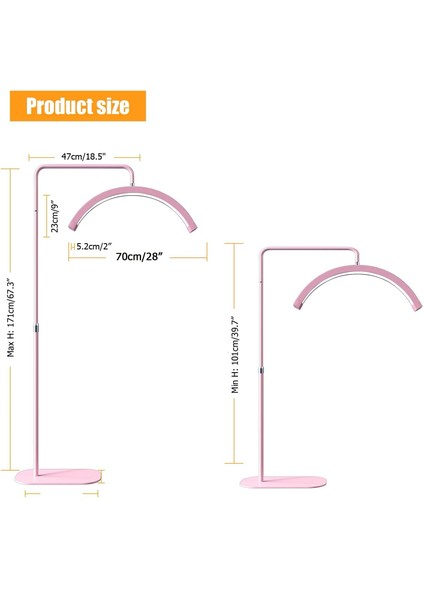 28 Inç Ay Işığı Moon Light Estetisyenler Kirpik Teknisyenleri ve Tırnak Sanatçıları İçin LED Zemin Lamba