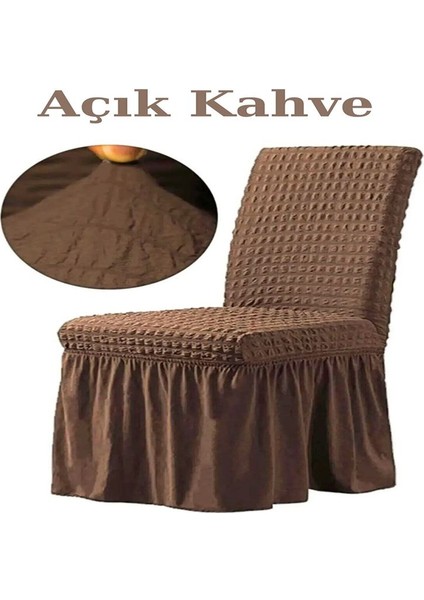 Bürümcük Kumaş, Esnek Sandalye Kılıfı. 6 Adet Lastikli, Yıkanabilir, Standart Sandalye Örtüsü