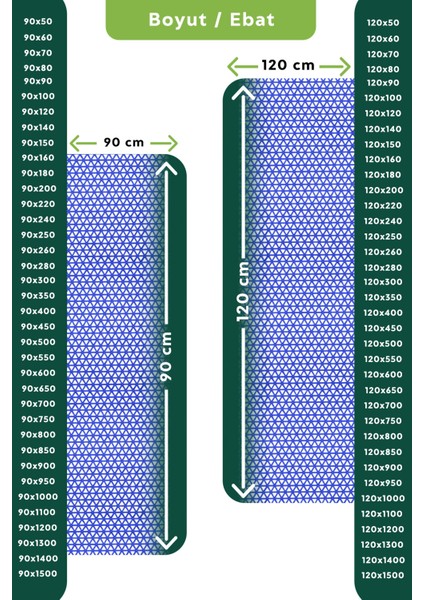 Kaydırmaz Mavi Yıldız Paspas EN:120cm 120 x 400 cm