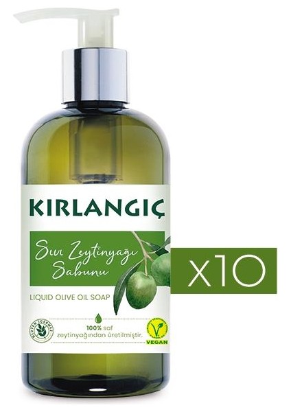 KIRLANGIÇ 400 ML ZEYTİNYAĞLI VEGAN SIVI SABUN * 10 ADET