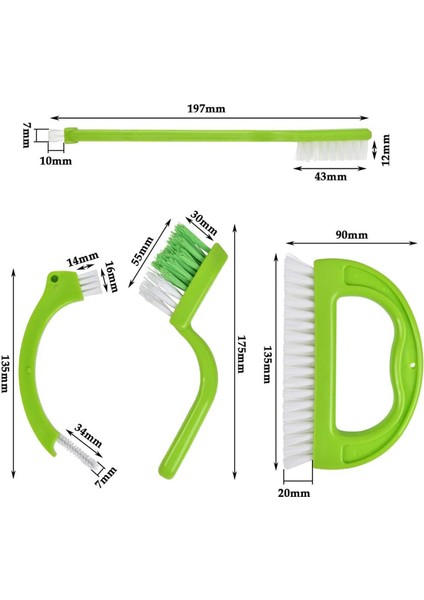 4'lü Temizleme Fırçası Seti, Boşluk Temizleme Aletleri, Derz Fırçası Kaymaz Sap, Mutfak, Banyo Için Naylon Kıllı Bulaşık Temizleme Fırçaları (Yurt Dışından)