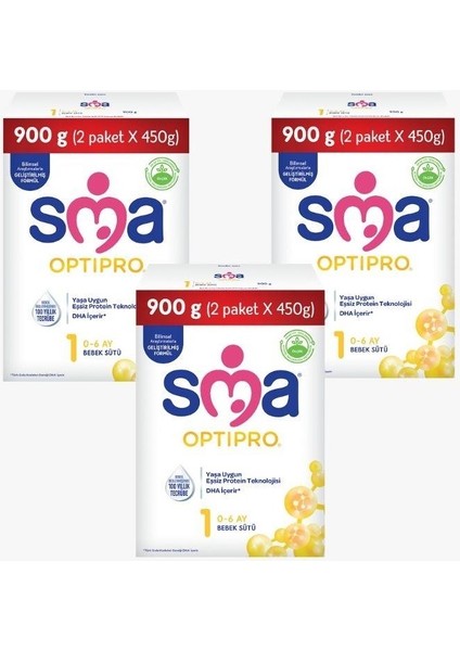 Sma Optipro 1 Probiyotik Bebek Sütü 3'lü 900 gr