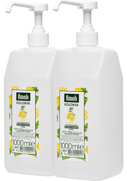 Gliserinli Kolonya Limon 2 Adet 1000 ml Sprey Başlıklı
