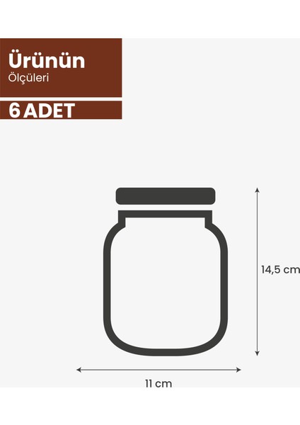 Bakır Metal Kapaklı Kavanoz Görünümlü Saklama Poşeti 6 ADET-200 ml