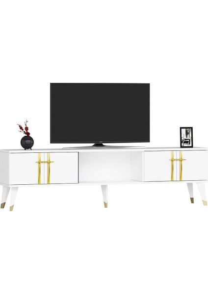Asel Tv Sehpası (Alt Modül) Beyaz-Altın
