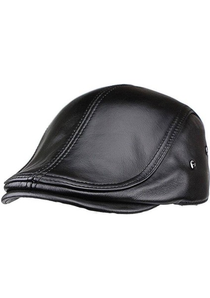 Erkek Sonbahar ve Kış Kalınlaştırılmış Deri Şapkalar, Sivri Uçlu Şapkalar, BERELER-SIYAH-56-60CM (Yurt Dışından)
