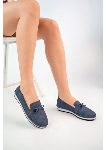 Dolgu Taban Lacivert Kot Kadın Ayakkabı modelleri