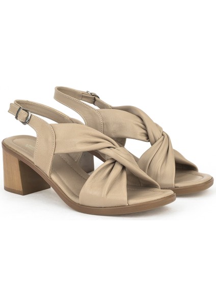 Ziya, Kadın Hakiki Deri Topuklu Sandalet 1411020Z2213 Bej fiyatları