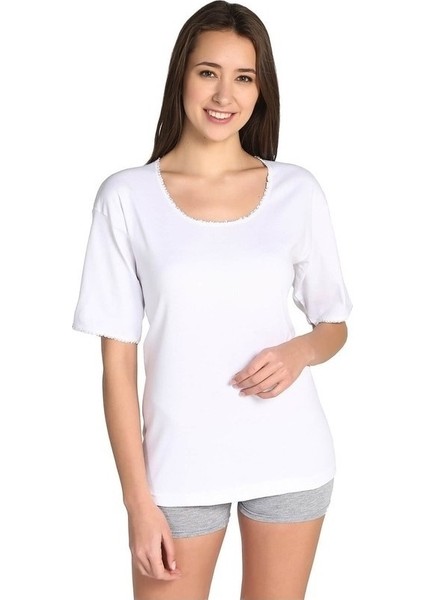 SEHER YILDIZI BAYAN 2 Lİ PAKET BEYAZ YARIM KOLLU FANİLA ATLET