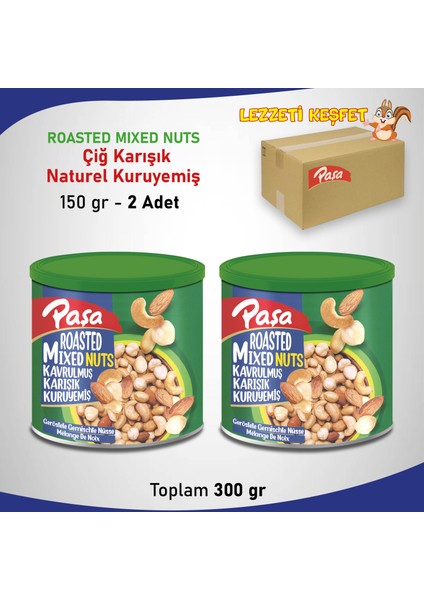 Paşa Kuruyemiş Kavrulmuş Karışık Kuruyemiş Teneke Kutu 150 gr x 2 Adet