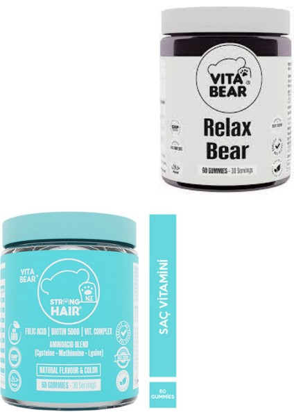 Vıta Bear Strong Hair 60 Gummy & Relax Bear 60 Gummy 2'li