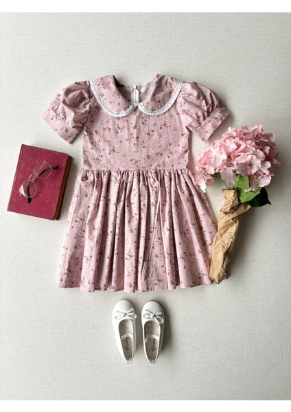 Kız Çocuk Dantel Detaylı Bebe Yakalı Poplin Elbise fiyatları